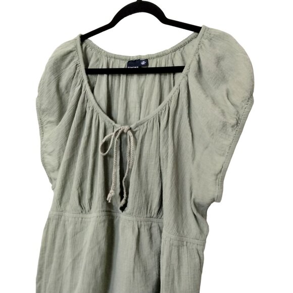 Sonoma Life + Style Peasant Top Size 3X  Green Short Sleeve Tie Neck Detail - Picture 4 of 7